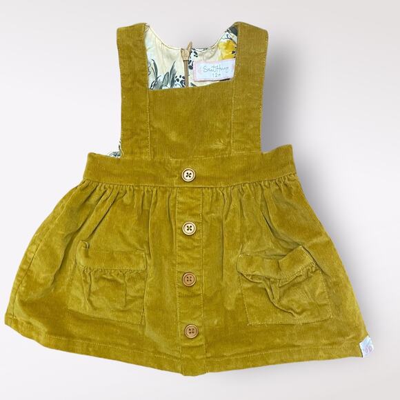 SweetHoney‎ Yellow Corduroy Pinafore Dress Infants Size 12M - Picture 1 of 7